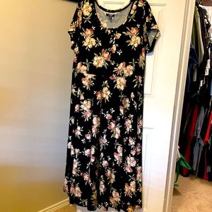 🌴 2 for $45 🌴 Chaps Floral Midi Flare Short-Sleeve Dress - 2X - NWT
